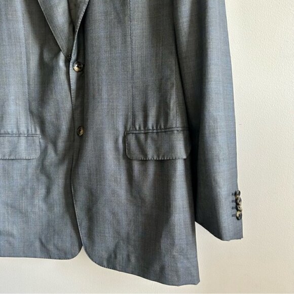 ERMENEGILDO Zegna Blue Grey Wool Blazer 15 milmil 15 size 52 - Picture 5 of 11